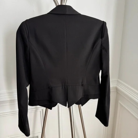 Zara Black Tuxedo Blazer Cropped Jacket Size Small